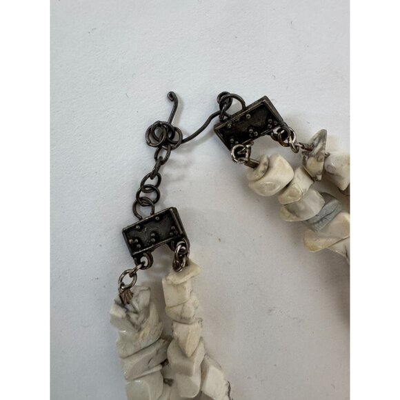 Vintage White Howlite & Gray Pearl Beaded Necklace With Hook Closure 8 Inches Lo - Picture 10 of 16